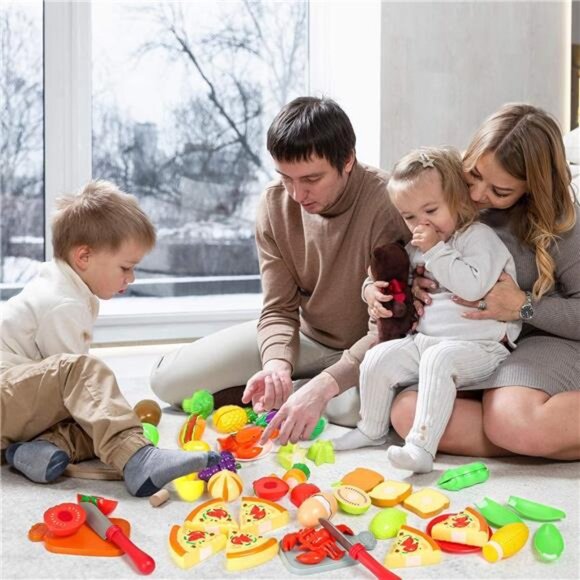 67Pc Pretend Play Food Sets for Kids Kitchen, Pizza Toy Food & Cutting Fake Food - Picture 2 of 7